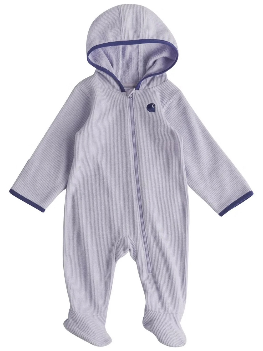 Carhartt Light Lavender Hooded Footed One-Piece with Navy Trim